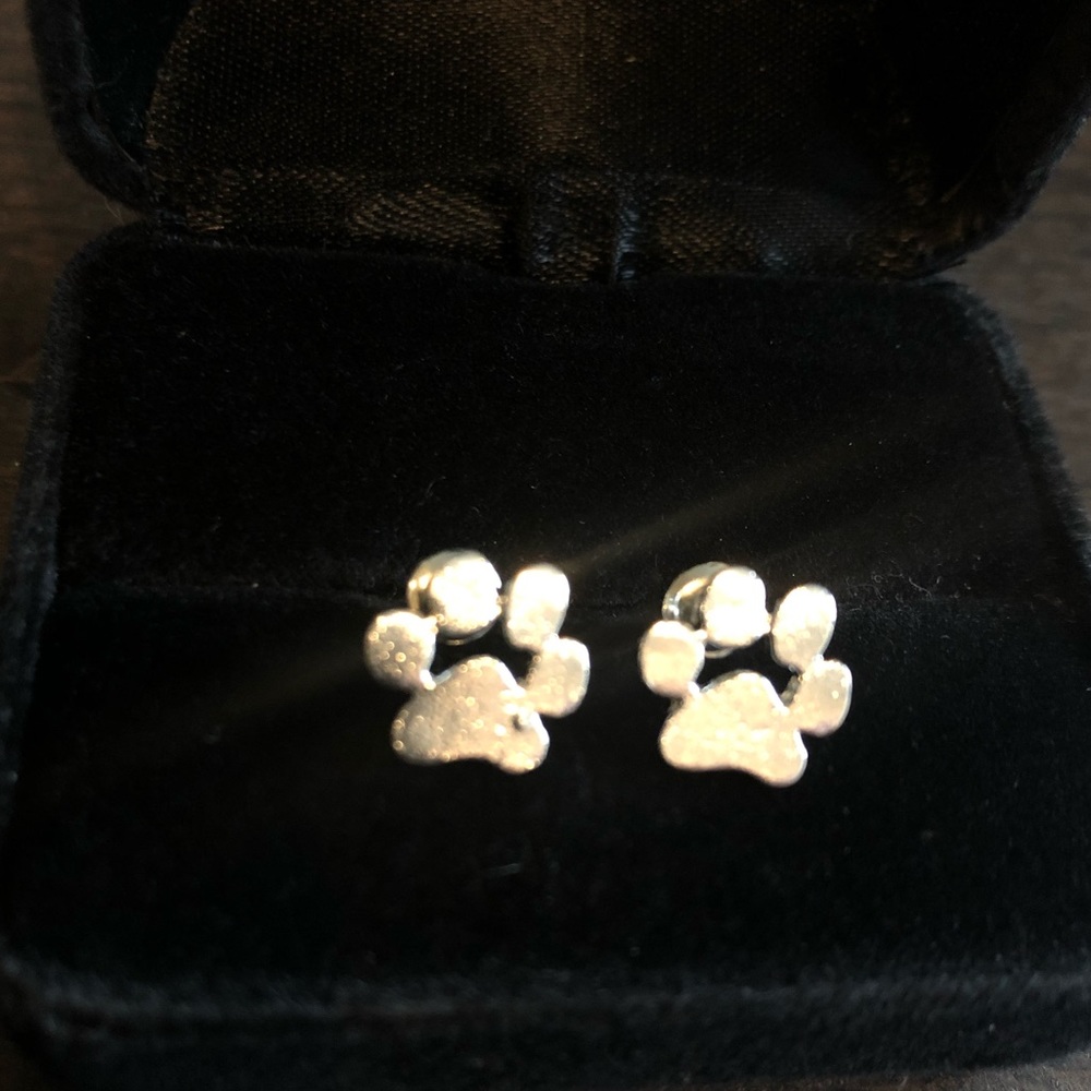 Sterling silver 925 solid paw print studs